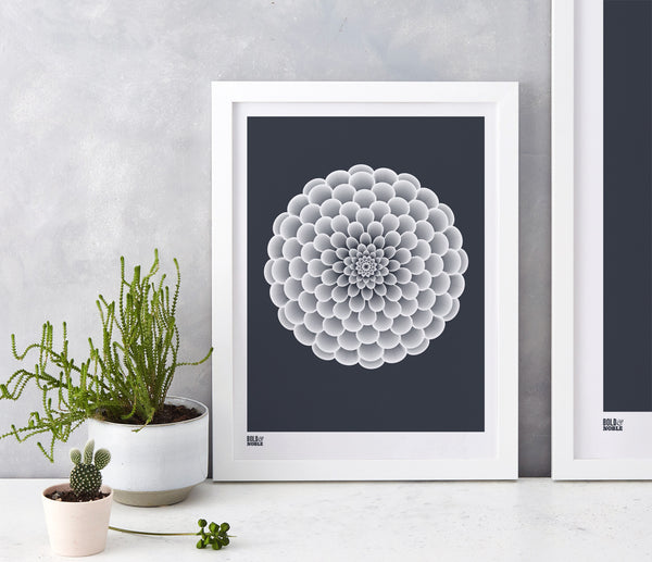 Wall Art ideas: Economical Screen Prints, Dahlia Pompon in sheer slate