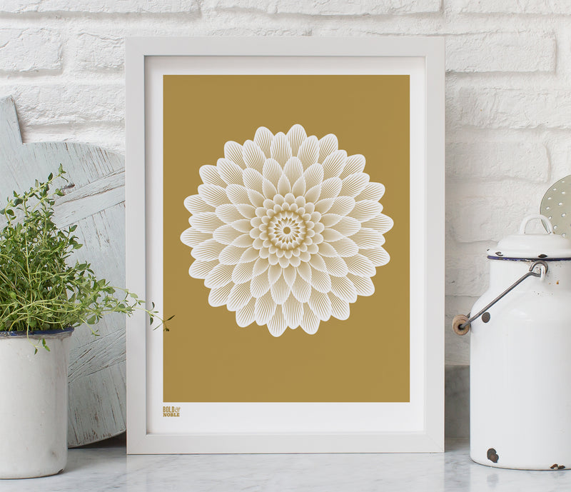 Wall Art ideas: Economical Screen Prints, Dahlia Waterlily in bronze