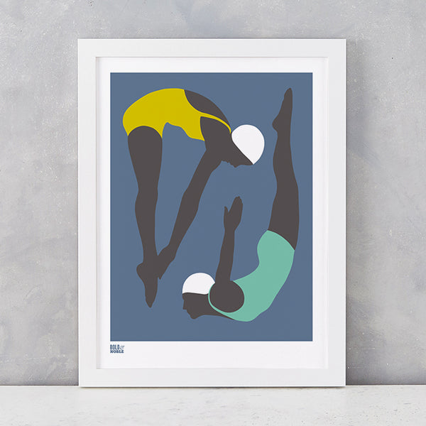 'Night Swimming' Art Print in Petrol Blue