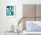 'Night Swimming' Art Print in Teal Blue