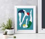 'Night Swimming' Art Print in Teal Blue