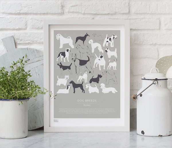 Wall Art ideas: Economical Screen Prints, Dog Breeds, Terriers in Putty