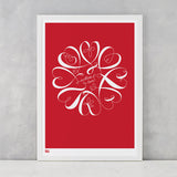 Endless Love in Poppy Red, screen printed on recycled card, delivered worldwide