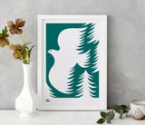 'Forest Dove' Art Print in Deep Sea Green