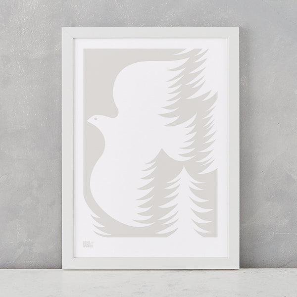 'Forest Dove' Art Print in Light Stone