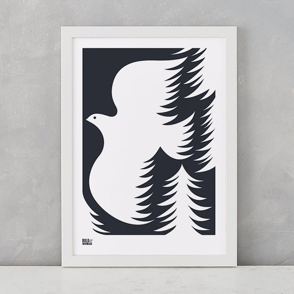'Forest Dove' Art Print in Soft Black