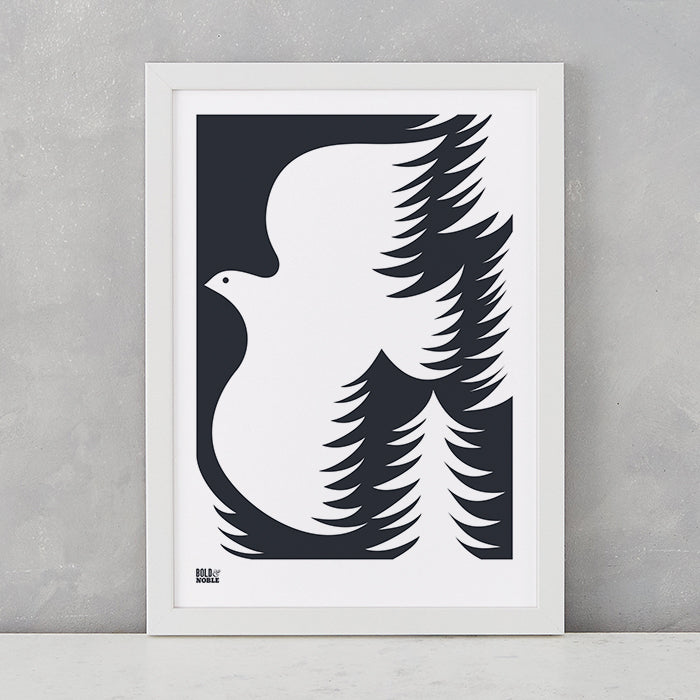 'Forest Dove' Art Print in Soft Black
