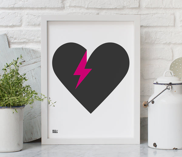 'Lightening Bolt Love' Art Print in Black