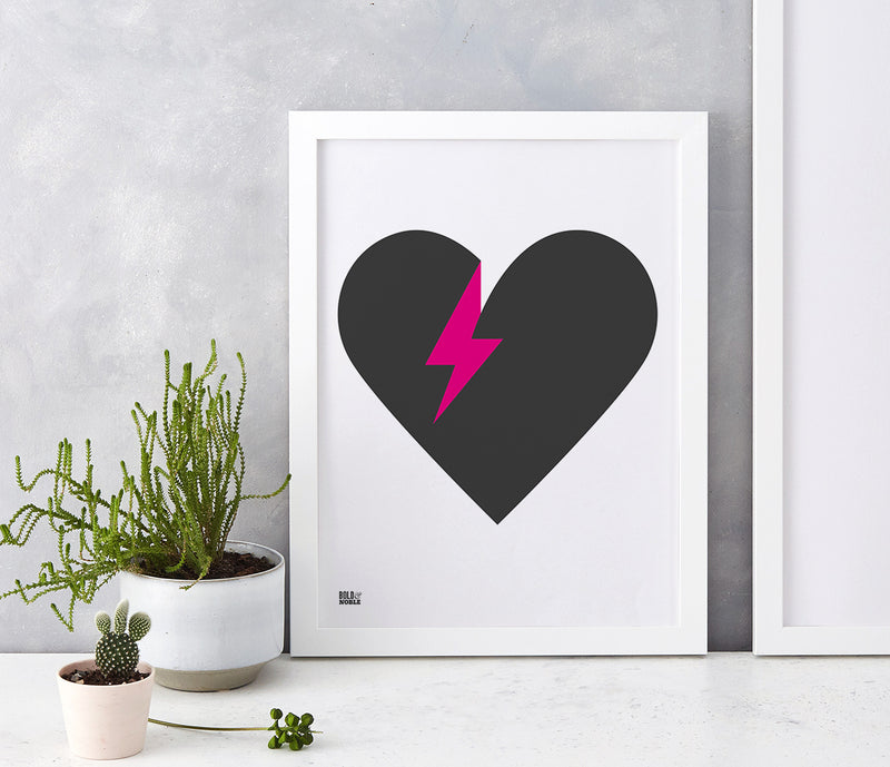 'Lightening Bolt Love' Art Print in Black