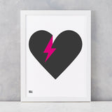 'Lightening Bolt Love' Art Print in Black