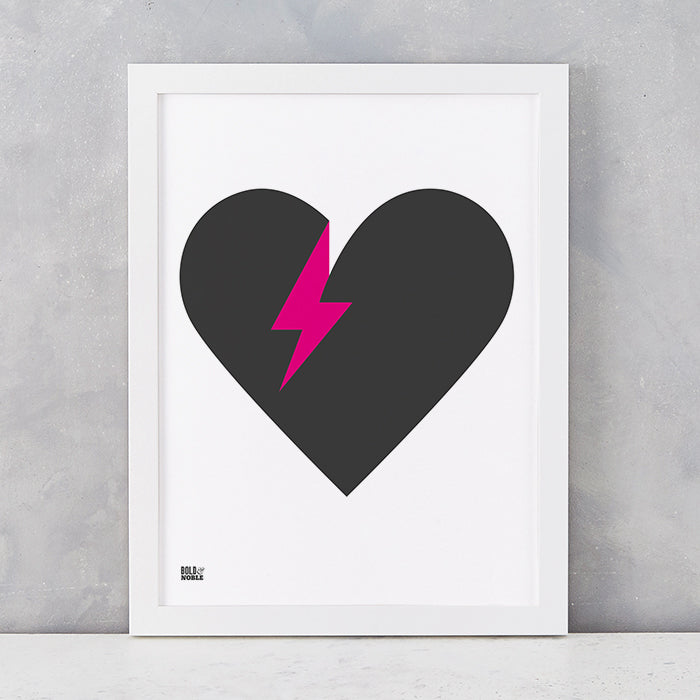 'Lightening Bolt Love' Art Print in Black