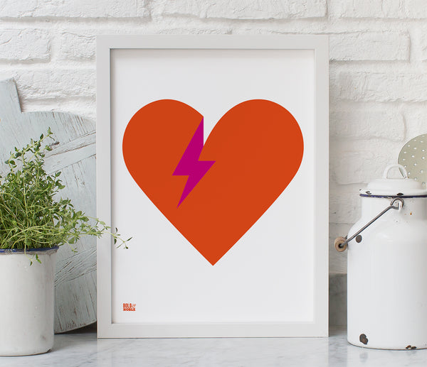 'Lightening Bolt Love' Art Print in Burnt Orange