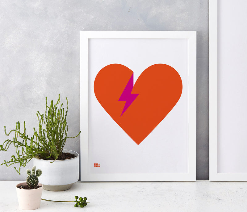 'Lightening Bolt Love' Art Print in Burnt Orange