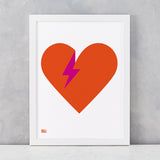 'Lightening Bolt Love' Art Print in Burnt Orange
