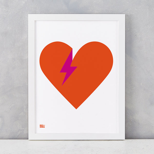 'Lightening Bolt Love' Art Print in Burnt Orange