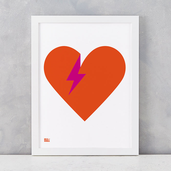 'Lightening Bolt Love' Art Print in Burnt Orange