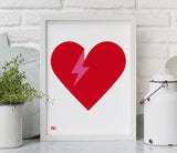 'Lightening Bolt Love' Art Print in Red