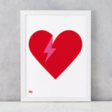 'Lightening Bolt Love' Art Print in Red