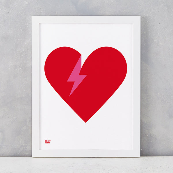'Lightening Bolt Love' Art Print in Red