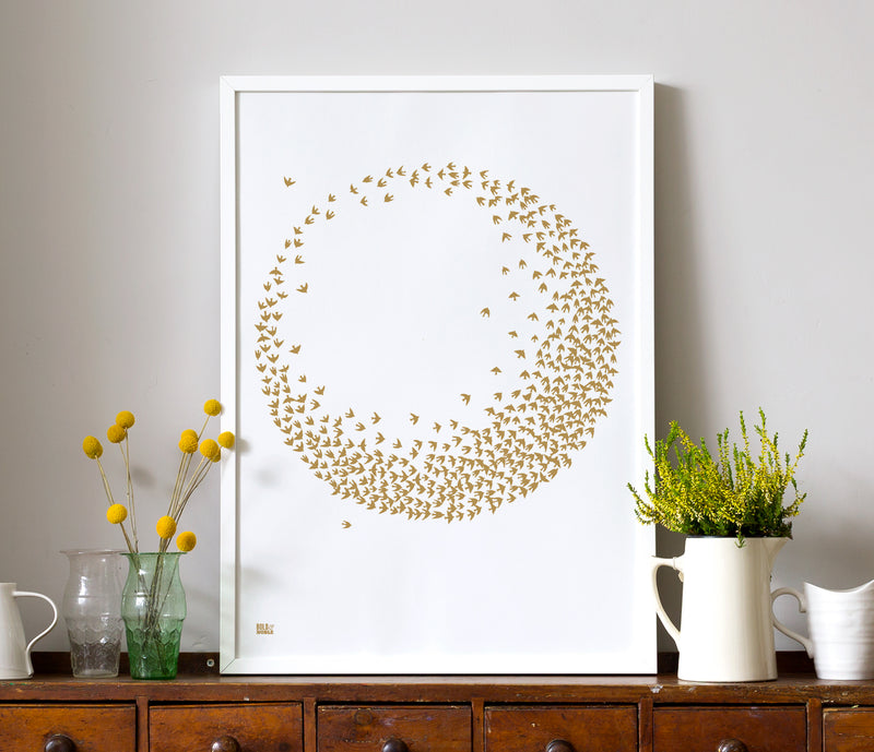 Wall Art ideas: Economical Screen Prints, Flocking Birds in Bronze