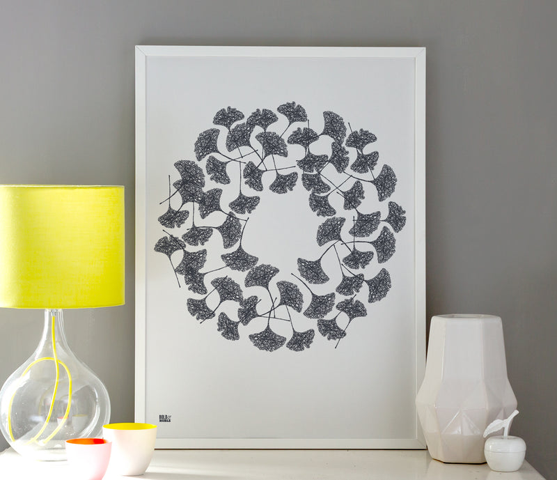 Wall Art ideas: Economical Screen Prints, Ginkgo Leaves in Sheer Slate