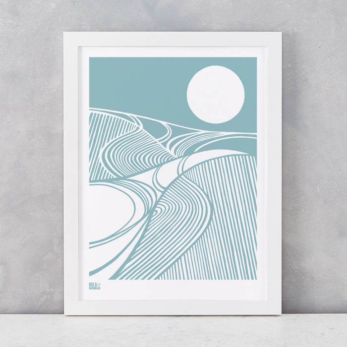 Harvest Field 'Moon' Art Print, Screen Printed in the UK, deliver worldwide