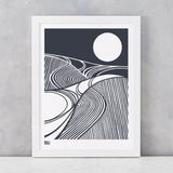 Harvest Field 'Moon' Art Print, Screen Printed in the UK, deliver worldwide