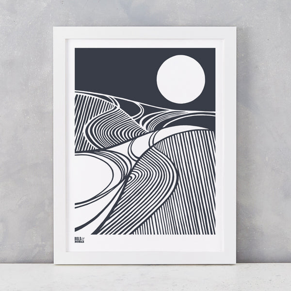 Harvest Field 'Moon' Art Print, Screen Printed in the UK, deliver worldwide