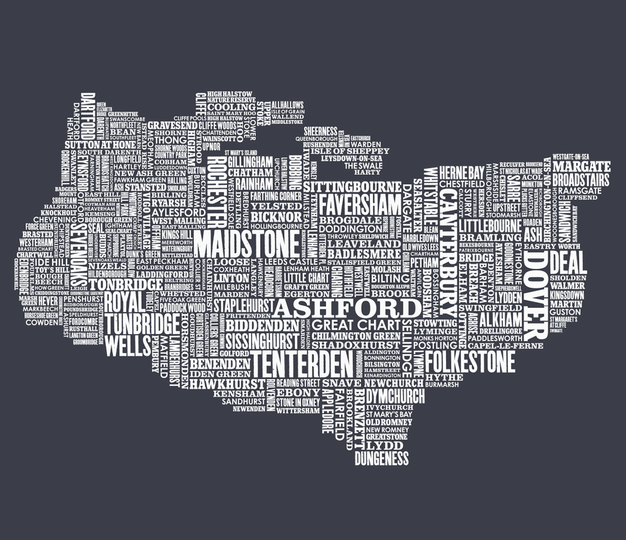 'Kent' Type Map Print in Sheer Slate – Bold & Noble