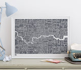 Wall Art Ideas: Economical Screen Prints, London and Beyond Type Map printed in sheer slate