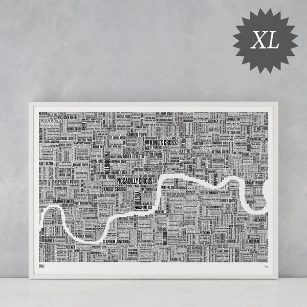 London Limited Edition XL Type Map in Sheer Slate, delivered worldwide