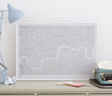 Wordle Map of London Art Print, Foil Blocked in Silver