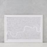 London Limited Edition Foil Blocked Type Map in Silver, delivered worldwide