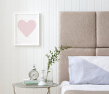 Love Heart Print, Pink Blush on White
