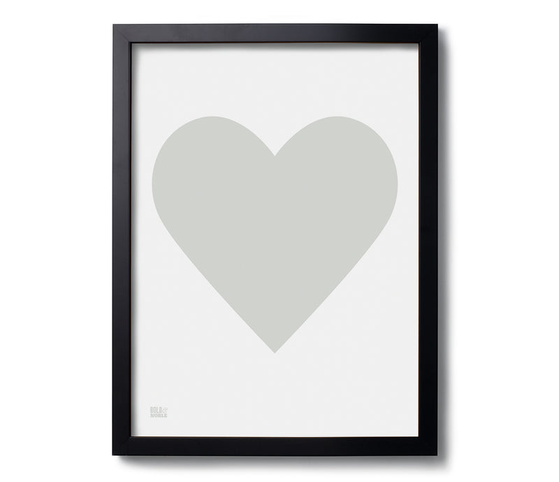 Love Heart Print, Light Grey on White – Bold & Noble