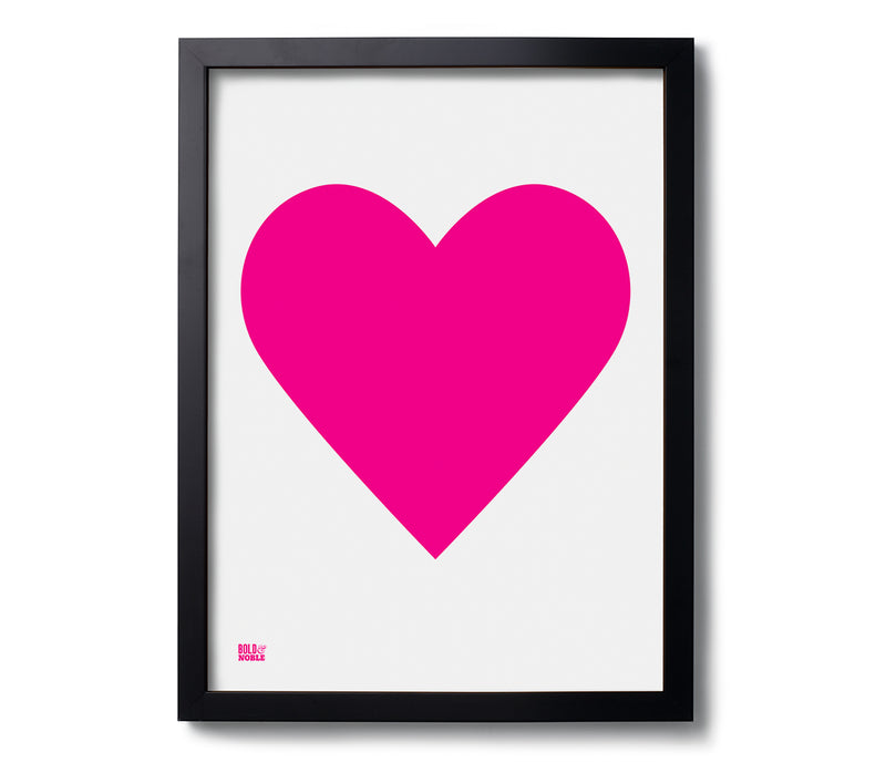 Love Heart Print, Neon Pink on White – Bold & Noble