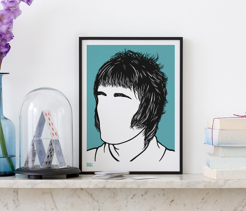 Wall Art Ideas: Economical Screen Prints, Liam Gallagher Oasis printed in blue