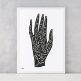 'Love & Peace Hand' Art Print in Soft Black