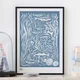 'Marine' Coastal Art Print in Blue Grey