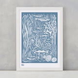 'Marine' Coastal Art Print in Blue Grey
