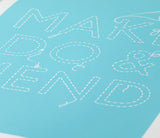 Close of Make do and Mend Print in Azure Blue