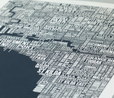 Close Up of Melbourne Type Map in Sheer Slate