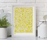 Wall Art ideas: Economical Screen Prints, Morning Light Print in Yellow Moss