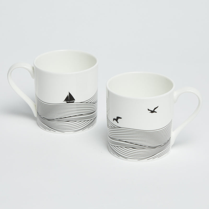 Coastal Sea Birds and Yachts Mugs