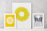 Wall Art where to start: Dahlia Waterlily, Daisy and On the Beach screen prints