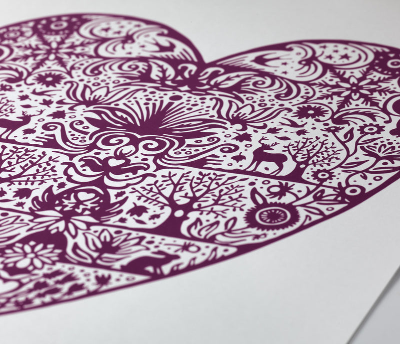 Close Up of My Heart Print in Dark Mulberry
