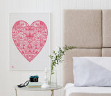 Wall Art ideas: Economical Screen Prints, My Heart in Raspberry Sorbet Pink