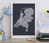 Wall Art ideas: Economical Screen Prints, Netherlands Type Map Print in sheer slate