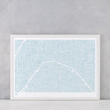 'Paris' Type Map Print in Duck Egg Blue
