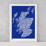 Scotland Type Map Print, Screen Printed in the UK, deliver worldwide